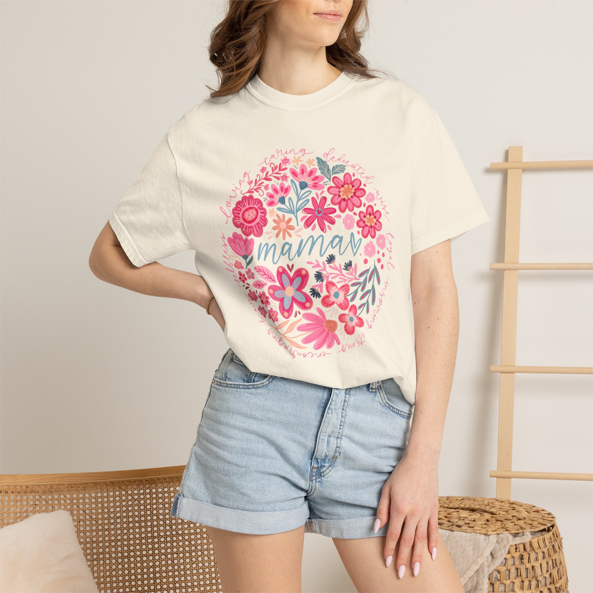 Mama Floral T-Shirt — Pink Flower Circle Mothers Day Gift
