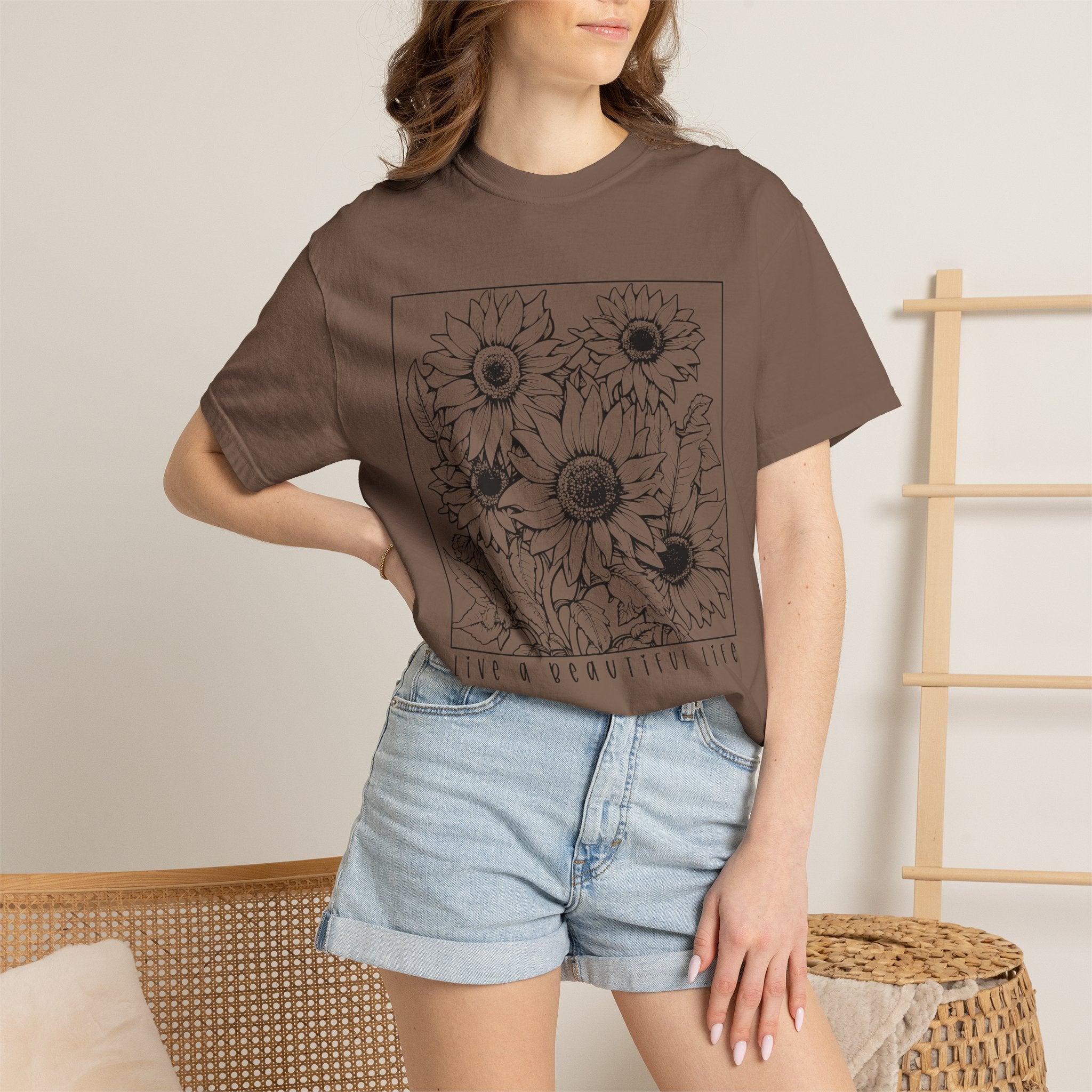 Sunflower Sketch T-Shirt — Live a Beautiful Life Graphic Tee