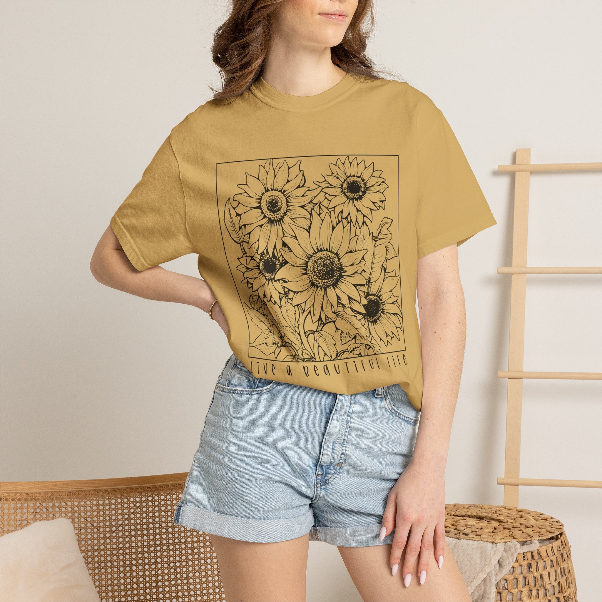 Sunflower Sketch T-Shirt — Live a Beautiful Life Graphic Tee